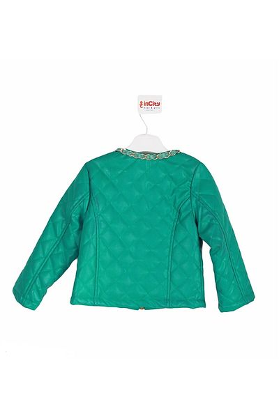incity Girl Green Leather Coat