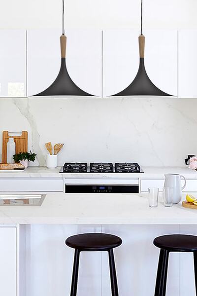 NOONLUX DESIGN&LIGHTING Studıo No.on Sarkıt Oslo-ahşap Detaylı-siyah; Mutfak,...