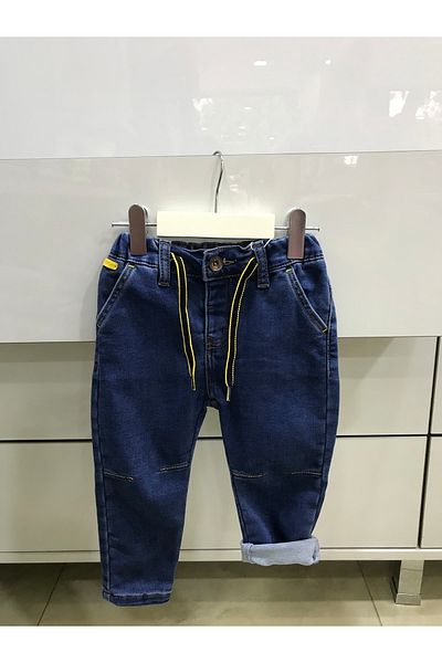 Çikoby Baby Boy Yellow Lace-Up Jean Trousers