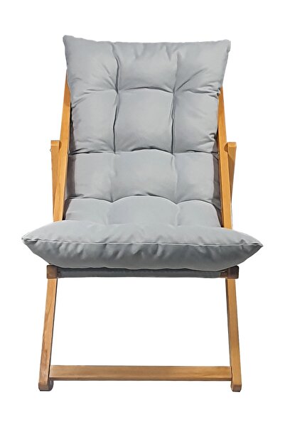 Bysay Ahşap Katlanabilir Taşınır Puf Minderli Şezlong