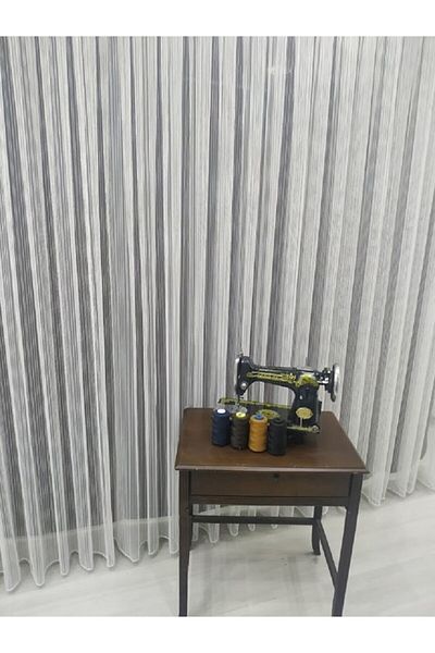 evihtiyaclarim by IOC Striped Tulle Curtain - Don'T Want Sports Iron, 1X2.5 Medium Pleated