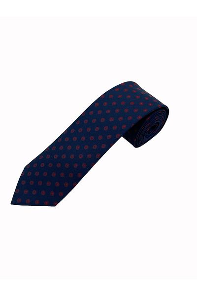 Brianze Navy Blue Claret Red Patterned Tie Handkerchief Set