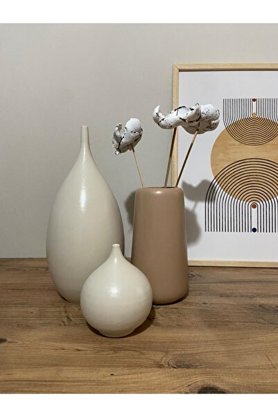 MİGOHOME Seramik Vazo Üçlü Set