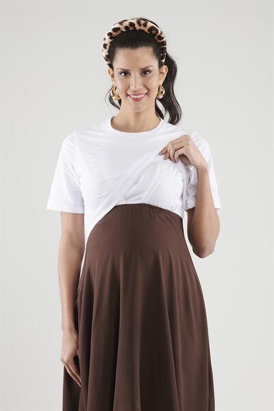JammyMom Lorena Maternity Dress - Brown