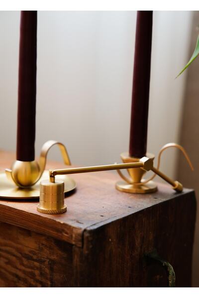 The Mia Brass Pirinç Silindir Mum Söndürücü 18 Cm