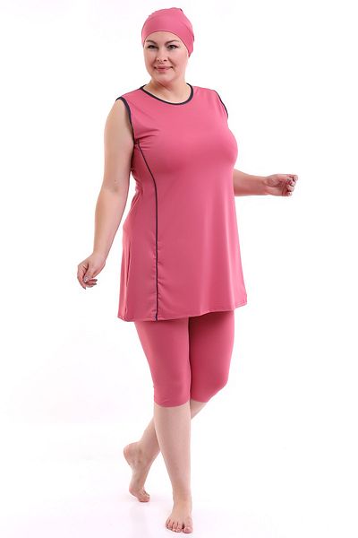Aykum Mayo Zero Sleeve Piping Plus Size Hijab Swimsuit