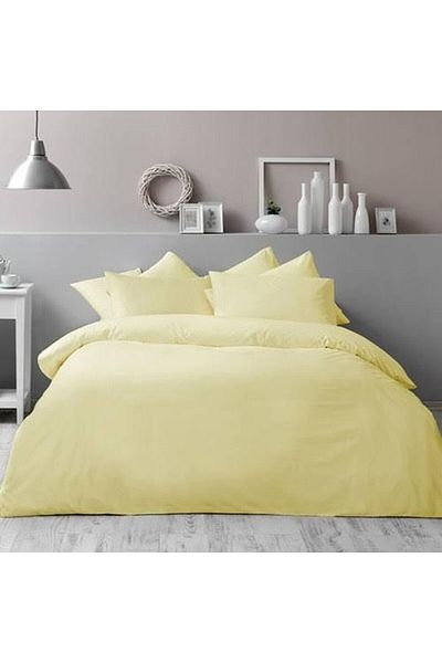 Soft Colours Double Cotton Duvet Cover Set Solid Color Yellow