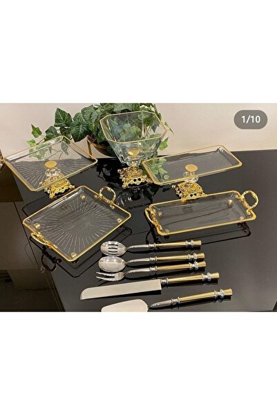 Santara Exclusive Döküm Ayaklı Gold 10 Parçadan Oluşan Muhteşem Sunum & Servi...