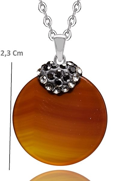 Tesbih Atölyesi Yemen Agate Stone Necklace - Certified and Zircon Embroidered