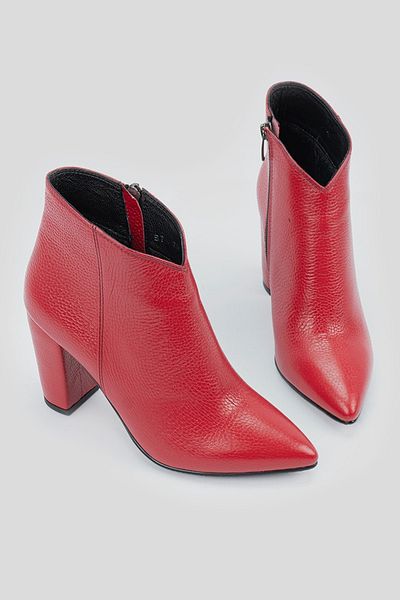 TUNAELLİ Women's Red Genuine Leather Boots & Booties Size 35-40