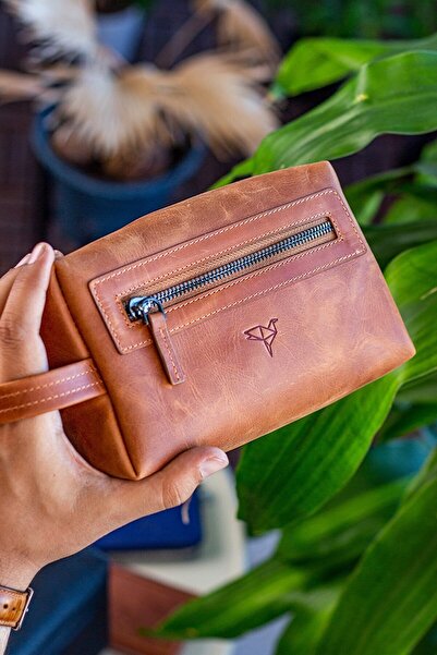 Garbalia Genuine Leather Handle, Zippered Side Compartment, Unisex