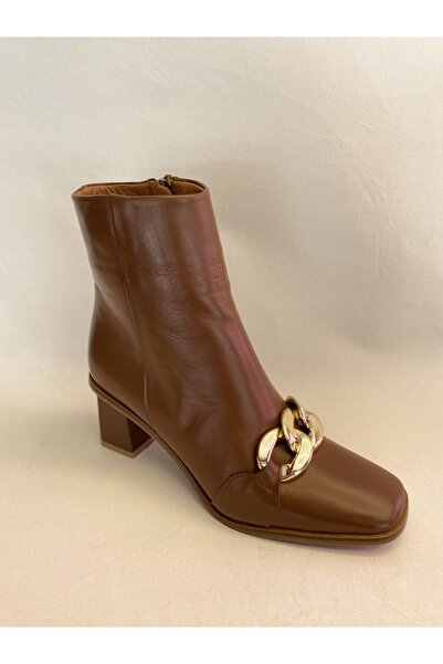 STEP MORE Hakiki(gerçek)deri Kalın Topuklu Aksesuar Detaylı Günlük Bot