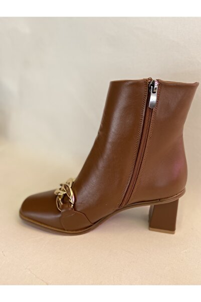 STEP MORE Hakiki(gerçek)deri Kalın Topuklu Aksesuar Detaylı Günlük Bot