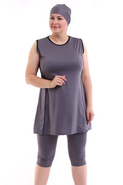 Aykum Mayo Zero Sleeve Piping Plus Size Hijab Swimsuit