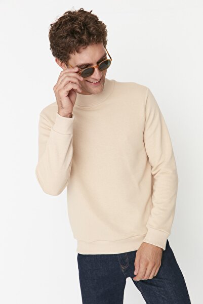 Trendyol Collection Μακρυμάνικο φούτερ με γιακά με λεπτή εφαρμογή σε πέτρα - TMNAW21SW0303