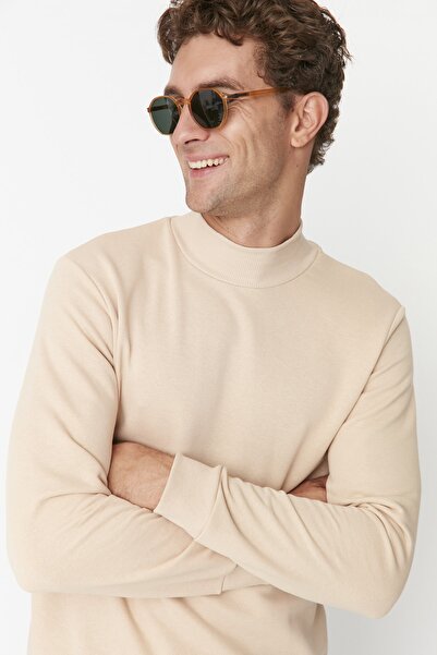 Trendyol Collection Μακρυμάνικο φούτερ με γιακά με λεπτή εφαρμογή σε πέτρα - TMNAW21SW0303