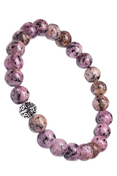 Tesbih Atölyesi Pink Opal Stone Bracelet with Silver Attachment
