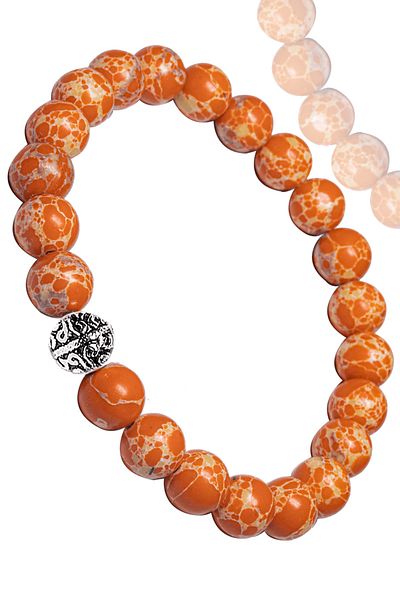Tesbih Atölyesi Orange Silver Varicide - Certified and Apparatus Bracelet