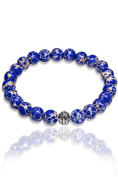 Tesbih Atölyesi Blue Varicite Stone Bracelet with Certified Silver Device