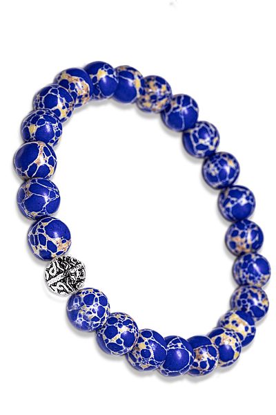 Tesbih Atölyesi Blue Varicite Stone Bracelet with Certified Silver Device