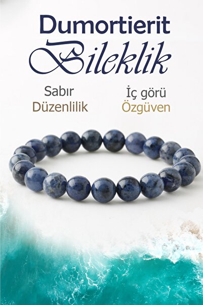 Deniz Doğal Taş Dumortierite Certified Natural Stone Bracelet - B1049 (8Mm-16Cm)