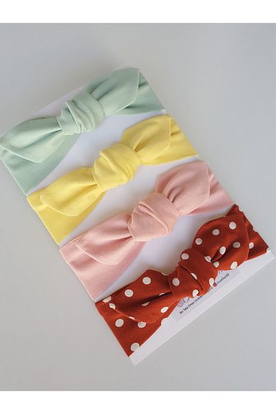 swan butik Baby Girl Bandana Σετ αγκράφες 4 τεμαχίων μέντα, ροζ πούδρα, κίτρινο, πουά από πλακάκι