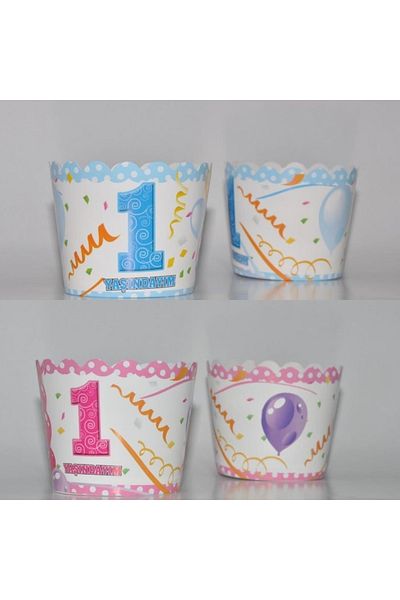 Happyland I'm 1 Year Old Printed Muffen Mold Pink 1 Year Old Birthday Party Cupcake