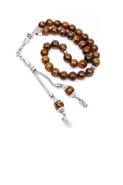 İslam Yayın Hediyelik مسبحة صلاة من الحجر الطبيعي على شكل عين النمر 8 مم - 33...