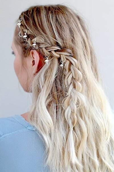 Monalisa Kadın Silver Flamingo Saç Küpe Seti Tk00560