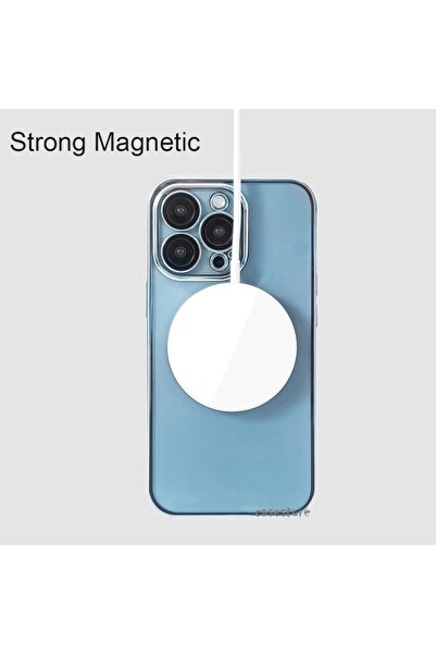 m.tk moveteck Iphone 11 Pro Kılıf Kamera Lens Çıkıntı Koruma Kenarı Parlak Magsafe Magnetik Şeffaf