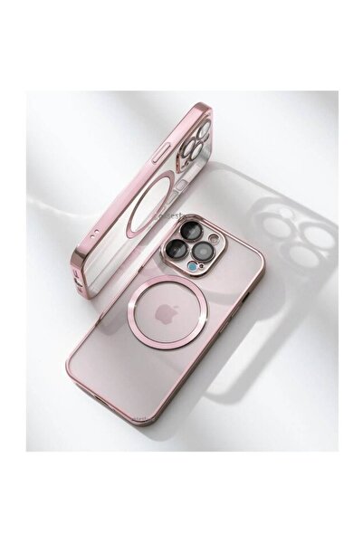 m.tk moveteck Iphone 13 Pro Uyumlu Kılıf Kamera Lens Çıkıntı Koruma Kenarı Parlak Magsafe Magnetik Şeffaf