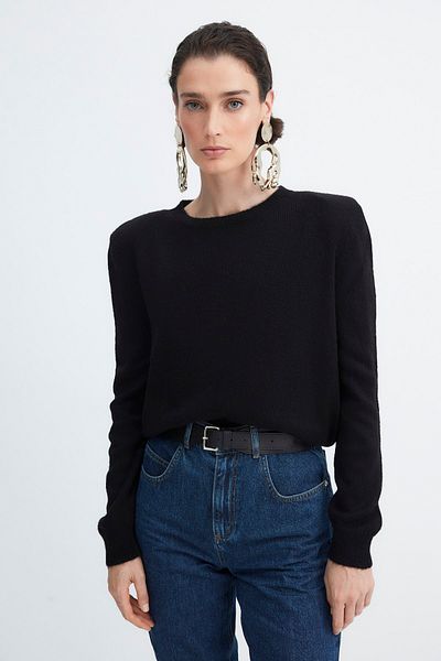 Trendyol Collection Pulover detaliat căptușit negru X Zeynep Tosun TPRAW23KZ00006