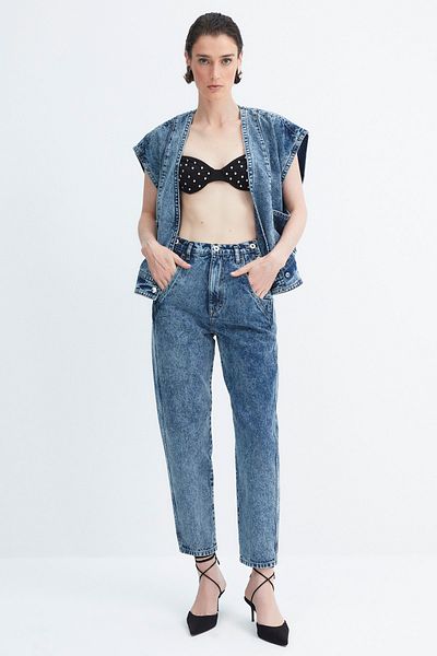 Trendyol Collection Blugi X Zeynep Tosun Blue Acid Washed TPRAW23JE00001