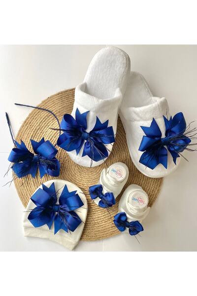 irembaby Anne Bebek Lohusa Seti Lacivert Lohusa Tacı Terlik Bebek Ayakkabısı ...