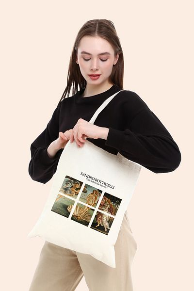 BAGAND The Birth of Venus - Sandro Botticelli Printed Raw Tote Shoulder Bag