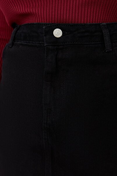 Trendyol Curve Fustă neagră de Denim cu Talie Înaltă TBBAW23AZ00042
