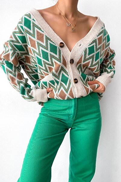 FEMELLE Γυναικεία πολύχρωμη Ζακέτα με κουμπιά casual