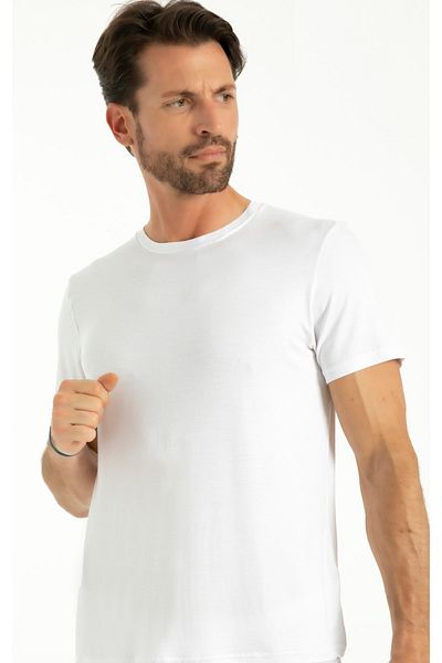 by İGP Men's White Crew Neck Short Sleeve Bamboo T-shirt Undershirt