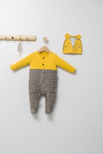Tongs Baby King Hat Baby Jumpsuit Yellow