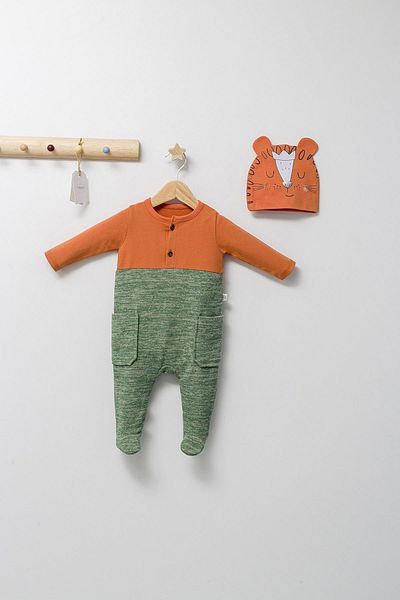 Tongs Baby Baby King Baby Jumpsuit with Hat Orange 4470 3-9 MONTHS