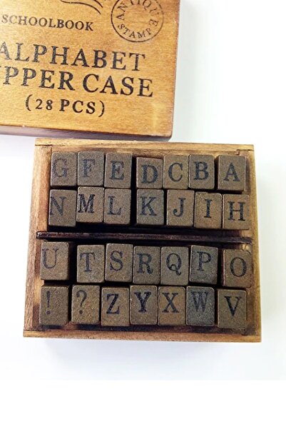 Vox Art Ahşap Damga Seti 28'li Büyük Harfler + 1 Adet Istampa Hediye