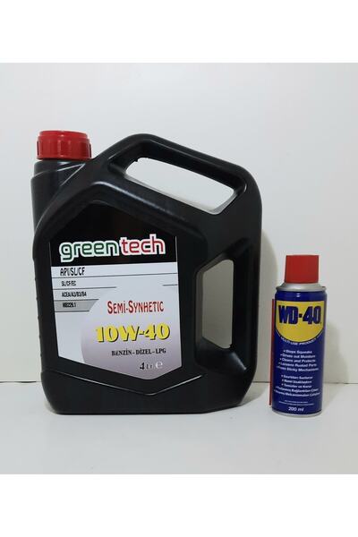 Greentech 10w-40 Motor Yağı 4 Lt + Wd 40 Uyumlu Çok Amaçlı Yağlayıcı 200 Ml
