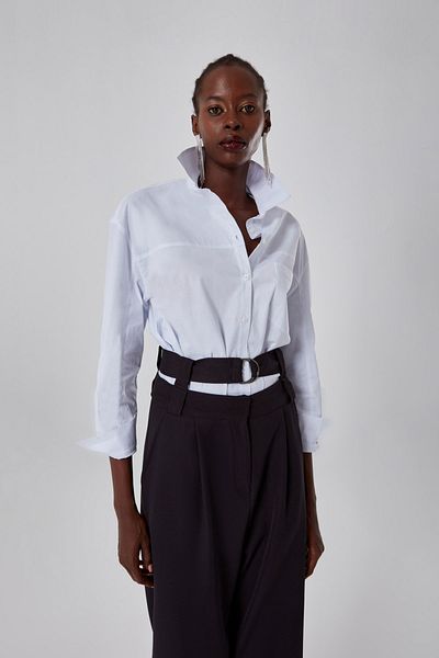 Mizalle Belt Detailed Black Trousers