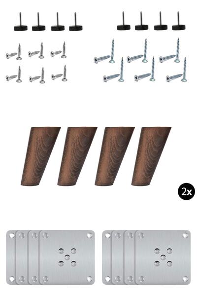 Bestekar Wooden Conical Leg - 10 Cm Walnut - 8 Pieces - Furniture, Armchair, ...