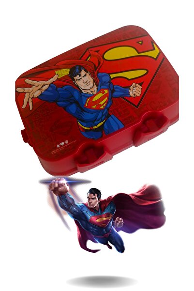 Tuffex Supermen 2 Layers 4 Compartments with Fork and Spoon, Vibrant Colored 1st Quality Lunch Box