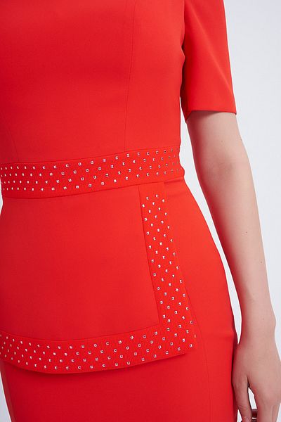 Balizza Blz-stone Detailed Round Neck Dress