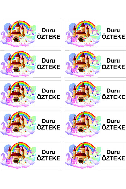 Baskı Madeni Isimli Okul Etiketi Defter Kitap Etiketi