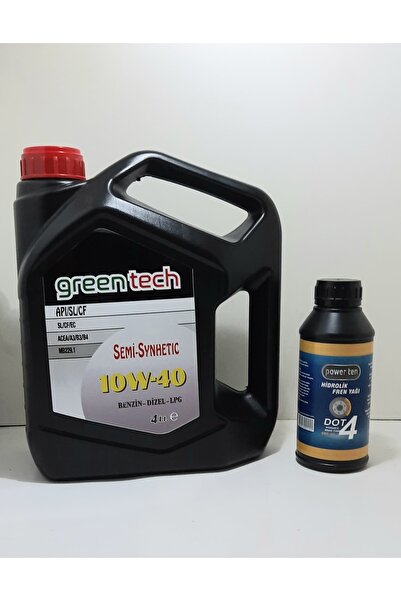 Greentech 10w-40 Motor Yağı 4 Litre + Dot 4 Fren Hidrolik Yağı 400 Ml