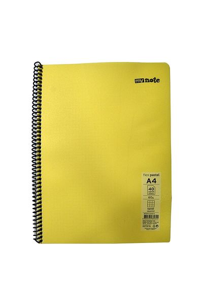 Mynote Flex Pastel Notebook A4 40 Yp Checked - Yellow