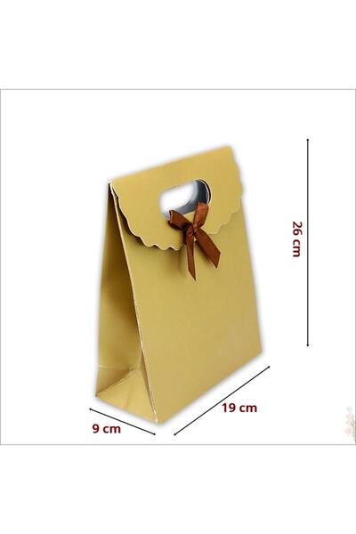 Süsle Baby Party El Geçmeli Karton Çanta 26x19x9cm Mat Altın 1 Adet